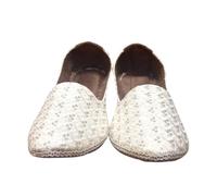 Handmade Men's Jutti Mojari Indian Khussa UK_ 7-11 (White, UK Footwear Size System, Adult, Men, Numeric, Medium, 9)
