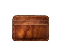 Handmade Men's Minimalist Leather Cardholder, Slim Vegetable Tanned Cowhide Front Pocket Wallet with Centre Cash Slip, Vintage Brown