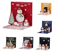 Handmade Merry Christmas Pop Up Card, 3D Popup Greeting Cards, Pop Up Christmas Cards 3D with 6 Envelopes for Holiday Post Cards Christmas Day Gifts, 11 * 11CM