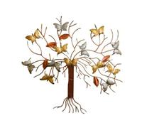 Handmade Metal Butterfly Tree Wall Art, H45cm x W46cm - Metallic Copper, Silver & Gold - Hand-Painted Butterfly Sculpture - Unique Home & Garden Decorations - Ideal for Fences & Feature Walls