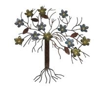 Handmade Metal Cherry Blossom Tree Wall Art, H45cm x W45cm - Gold, Silver & Bronze Metallic Colours - Unique Hand-Painted Home & Garden Wall Decorations - Wall Hanging Ornament
