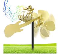 Handmade Metal Drummer Windmill,Drummer Windmill Garden Decoration,Percussionist Music Figurines and Statues,Wind Garden Spinners Rockin Art,Wind-Powered Kinetic Sculpture for Yard Lawn