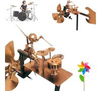 Handmade Metal Drummer Windmill,Drummer Windmill Garden Decoration,Percussionist Music Windmill Rock Art Ornament,Beat The Drums With The Wind,Steampunk Drummer Windmill For Yard Lawn Garden Patio