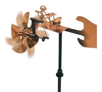 Handmade Metal Drummer Windmill, Fun Percussionist Music Statue Wind Spinner, Steampunk Drummer Kinietic Wind Sculpture, Outdoor Weather Vane Decorative Rock Art, for Porch Patio Yard & Garden Decor