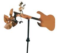 Handmade Metal Drummer Windmill Garden Decoration, Handmade Metal Rock Band Windmill, Percussionist Music Figurines and Statues, Wind Spinners for Yard Lawn Garden Patio Guitar Decor (Guitar)