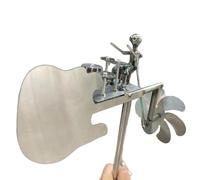 Handmade Metal Drummer Windmill Musician Figurine Weathervane Ornament Decor for Garden Yard Lawn Patio Farm, Silver