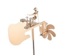 Handmade Metal Drummer Windmill Musician Figurine Weathervane Ornament Decor for Garden Yard Lawn Patio Farm, Gold