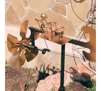 Handmade Metal Drummer Windmill, Percussionist Music Figurines Windmill for Yard, Steampunk Drummer Garden Spinner, Wind-Powered Dynamics Sculpture, Wind Spinners for Yard Lawn Patio Decor