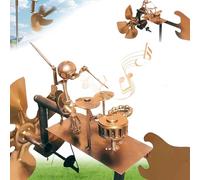 Handmade Metal Drummer Windmill, Steampunk Drummer Wind Spinners for Garden, Percussionist Music Figurines, Rockin Art Figurines, Wind-Powered Kinetic Sculpture, Terrace Lawn Gardens Ornaments