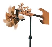 Handmade Metal Drummer Windmill, Wind-Powered Kinetic Sculpture, Drummer Garden Spinner Statue, Steampunk Music Figurine for Yard, Lawn, Patio or Outdoor Decor (1)