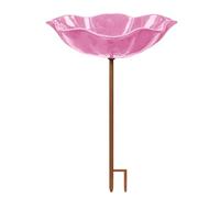 Handmade Metal Flower Garden Stake Bird Bath,Colourful Butterfly & Bee Water Feeder,Decorative Metal Flowers Ornament,Outdoor Yard Lawn Patio Birdbath