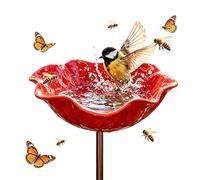 Handmade Metal Flower Garden Stake, Outdoor Bird Baths, Butterfly Water Feeder, Bee Watering Flowers Stake Station for Garden Lawn Yard Decor,5pcs