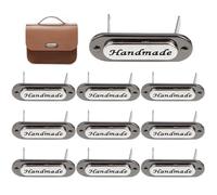Handmade Metal Letter Labels 10pcs Alloy Hand Made Pendant Sewing Labels for Clothes Shoes Bags Diy Craft