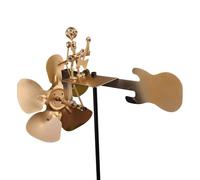 Handmade Metal Rock Band Windmill, Percussionist Music Figurine, Drummer Windmill Garden Decoration, Wind-Powered Kinetic Sculpture, Wind Spinners for Yard Lawn Garden Patio Decor (Bassist)