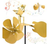 Handmade Metal Rock Band Windmill, Wind-Powered Kinetic Sculpture, Wind Spinners for Yard Lawn Garden Patio Décor, Gold (Handmade Metal Guitarist Windmill)