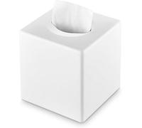 Handmade Metal Tissue Box Cover Square - 5x5x5.25 Inch - White Tissue Holder - Modern Tissue Cover Box Adds Sleek Style to Bathroom, Bedroom & Office Décor