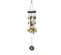 Handmade Metal Wind Chimes with Lucky Charms, 65cm Rust-Resistant Garden Decor for Outdoor Indoor Use, Soothing Sound Wooden Tube Bells Ornament