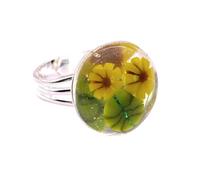 Handmade Millefiori Glass Sunflower Ring, Dichroic Glass Flower Ring, Sunflower Jewellery, Murrine Flower Necklace, 1.8cm (CGR9)