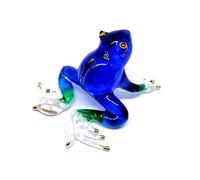 Handmade Mini 2" Cute Blue Frog Figures Blown Glass Art, Miniature Animals, Fantasy Collectible Figurines, Gift Ideas, Tiny Ornament, Cool Stuff Decor No.9