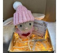 Handmade Mini Bunny Hug Cute Easter Gift, Mini Bunny Hugs in Box, A Little Bundle of Love & Comfort,Pocket Bunnys Doll, Emotional Motivational Bunnys Decor,Gift for Friends Family (#D,With Led Light)