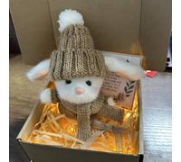 Handmade Mini Bunny Hug Cute Easter Gift, Mini Bunny Hugs in Box, A Little Bundle of Love & Comfort,Pocket Bunnys Doll, Emotional Motivational Bunnys Decor,Gift for Friends Family (#B,With Led Light)