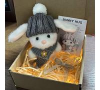 Handmade Mini Bunny Hug Cute Easter Gift, Mini Bunny Hugs in Box, A Little Bundle of Love & Comfort,Pocket Bunnys Doll, Emotional Motivational Bunnys Decor,Gift for Friends Family (#A,With Led Light)
