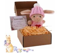 Handmade Mini Bunny Hug Cute Easter Gift, Mini Bunny Hugs in Box, Emotional Support Rabbit with Inspirational Card, Soft Floppy Tiny Easter Bunnies, Inspirational Easte-r Gifts for Family Friend