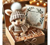 Handmade Mini Bunny Hug Cute Easter Gift, Mini Bunny Hugs in Box with Card, Soft Pocket Bunnys Doll, Minis Bunnys Hug Cute Easter Gifts Plush, Small Thoughtful Gift for Friends & Family (pink 1)