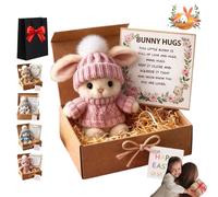 Handmade Mini Bunny Hug Cute Easter Gift,Mini Plush Rabbit In Box With Card,Easter Gift - The Rabbit Holding A Basket,Emotional Support Pocket Rabbit (#3)