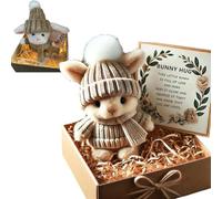 Handmade Mini Bunny Hug Cute Easter Gift, Pocket Bunny in a Box with Inspirational Card, Soft Emotional Support Plush Toy, Mini Easter Bunny Hugs for Family Friend (khaki)