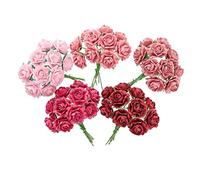 Handmade Mini Heart Petals Mulberry Paper Roses 18 mm Mulberry Paper Flowers Scrapbooking Wedding DIY Craft Supplies Card Artificial Roses, Artificial Flowers 50 Pcs. (Wedding Tone)