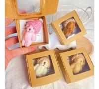 Handmade Mini Plush Bear in Box, 4PCS 2025 My Little Worry Bears Pocket Hug Plush with Positive Encouragement Card, Mini Emotional Support Bear Gift for Friends Family Coworkers Desk Decor