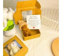 Handmade Mini Plush Teddy Bear in Box Little Bear in A Box My Little Worry Bears Mini Pocket Bears Hug Plush with Emotional Uplifting Support Card, Soft Teddy Keepsake Positive Gift for Lovers