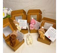 Handmade Mini Plush Teddy Bear in Box Little Bear in A Box My Little Worry Bears Mini Pocket Bears Hug Plush with Emotional Uplifting Support Card, Soft Teddy Keepsake Positive Gift for Lovers