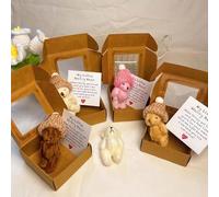 Handmade Mini Plush Teddy Bear in Box, My Little Worry Bear Graduation Bears with Positive Card Pocket Hug Adorable Little Doll in A Box Emotional Support Inspirational Gifts (4PCS)