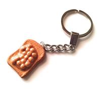 Handmade Miniature Fun - Food Baked Beans on Toast Charm Keyring