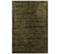 Handmade Modern Easy To Clean Forest Green Shaggy Bordered Plain Wool Rug For Bedroom & Living Room-160Cm X 230Cm