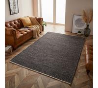 Handmade Modern Plain Wool Easy To Clean Textured Charcoal Rug For Living Room & Bedroom-160Cm X 230Cm