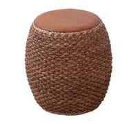 Handmade Modern Round Ottoman Pouf Stylish Fabric Footrest & Decorative Puff for Living Room & Bedroom 48 cm Brown Accent Seat Cozy Home Decor