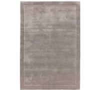 Handmade Modern Shaggy Easy To Clean Silver Bordered Plain Wool Rug For Bedroom & Living Room-120Cm X 170Cm