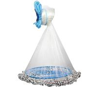 Handmade Monofilament Cast Net - Fly Disc Design For Easy Throwing & Fast-Sinking Bait Capture(Radius 11FT)