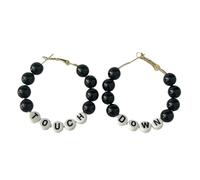 Handmade Multicolor TOUCH DOWN Letter Beaded Hoop Earrings Colorful Football Rugby Sport Ball Dangle Drop Earring Game Day Cheerleading Statement Women Sports Lover Team Player Jewelry Gifts, Resin