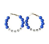 Handmade Multicolor TOUCH DOWN Letter Beaded Hoop Earrings Colorful Football Rugby Sport Ball Dangle Drop Earring Game Day Cheerleading Statement Women Sports Lover Team Player Jewelry Gifts, Resin