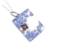 Handmade Murano Glass Pendant, Murano Glass Jewellery from Venice Italy, Millefiori on Silver Leaf, Dainty Venetian Necklace, 2cm x 1.5cm (Pixie) (B)