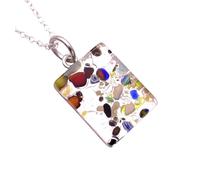 Handmade Murano Glass Pendant, Murano Glass Jewellery from Venice Italy, Millefiori on Silver Leaf, Dainty Venetian Necklace, 2cm x 1.5cm (Pixie) (F)