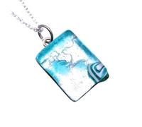Handmade Murano Glass Pendant, Murano Glass Jewellery from Venice Italy, Millefiori on Silver Leaf, Dainty Venetian Necklace, 2cm x 1.5cm (Pixie) (D)
