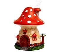 Handmade Mushroom House Incense Holder, Glow-in-the-Dark Incense Burner for Cones and Sticks, Cute Fairy Cottage Ornament, Whimsical Home Décor Gift