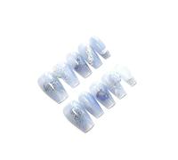 Handmade Nail Art Stickers - Sweet Cool Breeze Collection, Luxury Gel, Long Lasting, Easy to Apply, Salon Quality，Includes Full Toolkit (1393 Blue-Green Algae,S)