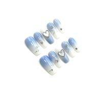 Handmade Nail Art Stickers - Sweet Cool Breeze Collection, Luxury Gel, Long Lasting, Easy to Apply, Salon Quality，Includes Full Toolkit (1103 Sea Salt Blue,XS)