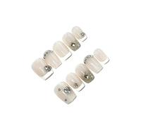Handmade Nail Art Stickers - Sweet Cool Breeze Collection, Luxury Gel, Long Lasting, Easy to Apply, Salon Quality，Includes Full Toolkit (1284 French Crystals,M)